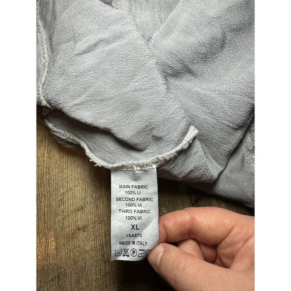 Inizio Linen Mini Dress Blue Pockets Sleeveless Lagenlook V Neck XL - Picture 6 of 7